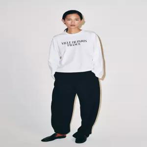 ZARA 롱 슬리브 텍스트 티셔츠 - 화이트 3253/102/250