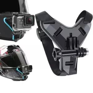 Gopro Hero 용 헬멧 스트랩 마운트 11 10 9 8 7 6 5 4 3 오토바이 Yi 액션 스포츠 카메라 풀 페이스 홀더