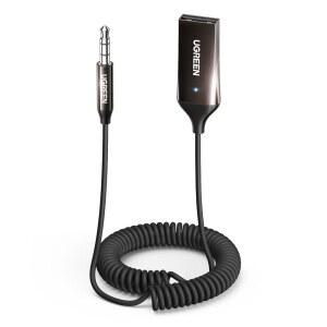 UGREEN AUX TO BLUETOOTH 6.0 어댑터 3.5MM 블루투스 수신기 자동차용 USB 2.0 잭 키트 내장 마이크 입력으로 핸즈프리 통화 가능 자동차 스피커 및 홈 오디오와 호환