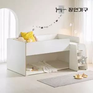 [장인가구]도담 어린이 낮은 2층 벙커침대 침대프레임 SS (전면계단)