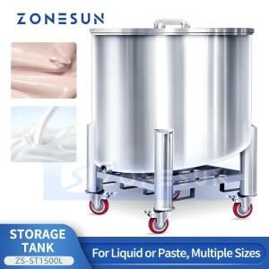 Zonesun ZS-ST1500L 스테인리스 스틸 저장 탱크 경사 바닥 수직 점성 액체 위생 용기