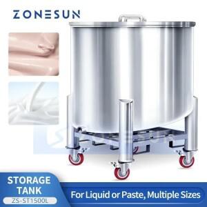 존선 스테인리스 스틸 저장 탱크 경사 바닥 수직 점성 액체 위생 용기 ZS-ST1500L