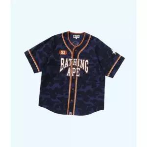 BAPE 솔리드 카모 멀티 로고 베이스볼 SS 셔츠 블라우스 상의(M) 네이비 001SRM301310NVY 5235728