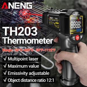 ANENG TH203 디지털 적외선 온도계 -50~600 ℃ 비접촉식 고온계 테스터 IR 습도계 산업용 도구