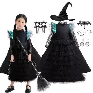 할로윈 사악한 의상 공주 프레 블랙 레이스 드레스 Elphaba 마녀 옷 롤 플레잉