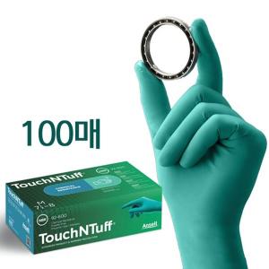 안셀 터치앤터프 92-600 내화학 니트릴장갑 6.3g 100매 S,M,L,XL 실험실,연구실,병원,약국