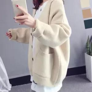 롱 라운드 데일리 니트 가디건 여성 봄 꽈베기 루즈핏 IWB33CA9