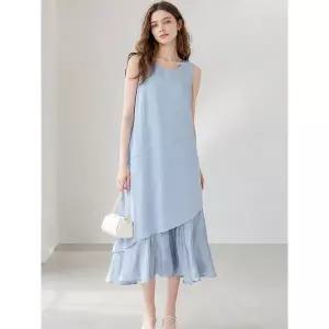 [예쎄]사선 배색 레이어드 나시 롱원피스 S5MOP180A _P399260135