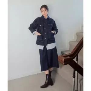LEE 우먼 린넨 미디 데님 스커트 인디고 로우 LE2602SR72IR 579878