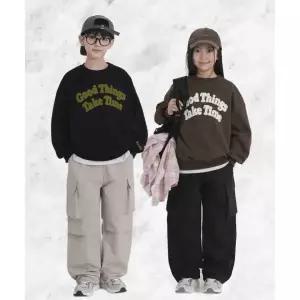 PIANER KIDS [SET] 부클 맨투맨나일론 카고 팬츠 셋업