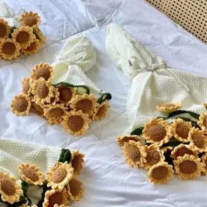 코바늘 장미 꽃다발 담요 패션 해바라기 카네이션 인공 니트 완성 DIY 공예