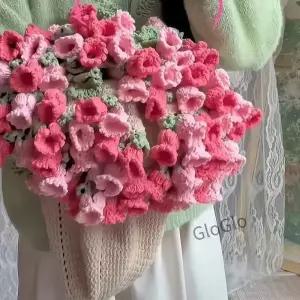 코바늘 장미 부케 담요 패션 완성품 꽃다발 해바라기 카네이션 DIY 공예 인공 니트