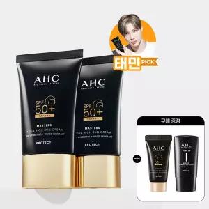 [AHC] 마스터즈 아쿠아 리치 선크림 50ml 2개+(증정)마스터즈 선크림 10ml+톤업 선세럼 10ml