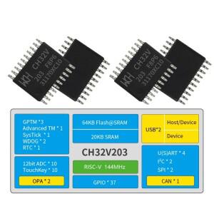 10개/묶음 WCH CH32V203 32V203F8P6 마이크로컨트롤러 강화된 저전력 32비트 RISC-V 코어 MCU