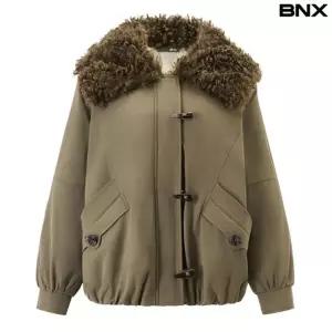 BNX 더플 버튼 퍼 레이어드 야상 점퍼 (BX4JP041L0)
