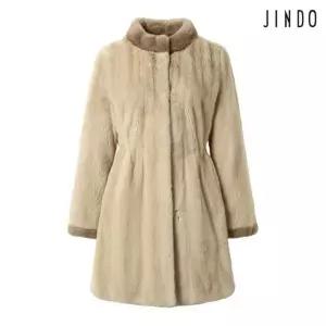 진도모피 컬러콤비 밍크 휘메일 하프코트(JFHR01)