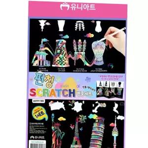 1800 펀칭스크래치병풍세트 전통 랜드마크