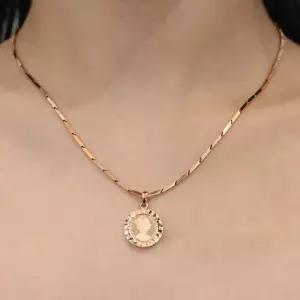엘리자베스 코인 커팅 소 펜던트 대나무 체인 목걸이 1.5 Don 2 Don 18K 고급