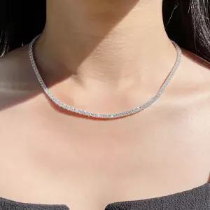 랩 다이아 몬드 테니스 목걸이 3미리 1부 4프롱 결혼 기념일 선물 생일 레이어드 모임