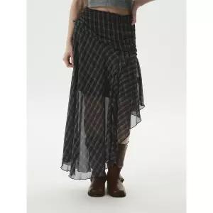 [후아유]여성 Asymmetric Check Skirt WHWHG4991F