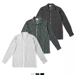 오픈카라 오버핏스트라이프셔츠 [BES78849]