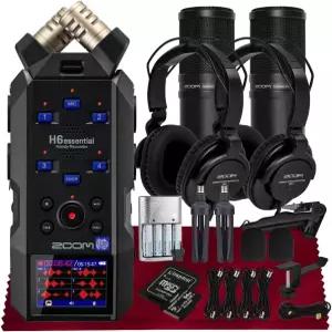 Zoom H6essential 휴대용 스튜디오 레코더 H6E 32비트 플로트 6트랙 4XLR/TRS - 64GB SD 삼각대 팟캐스트