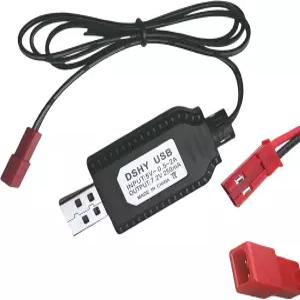 7.2V USB 충전 케이블 (JST 2핀 플러그) 호환 RC 카 비행기 탱크 보트 및 기타 무선 조종 장난감 범용 2S