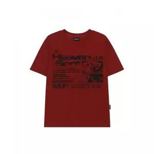 ODDSTUDIO 페이스 그런지 그래픽 레귤러핏 티셔츠 - MAROON RED 2420159