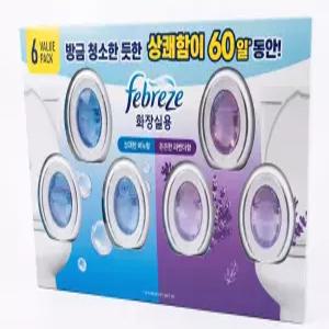 페브리즈 화장실용 6개입 비치형 방향제 상쾌한비누향3개/은은한라벤더향3개/상쾌함60일지속
