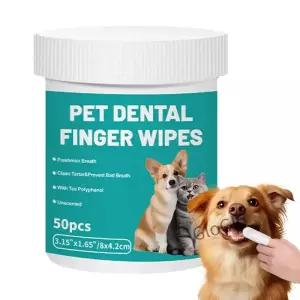 반려동물 일회용 청소 물티슈 강아지 손가락 고양이 귀 및 눈 미용 위생 제품 50개입