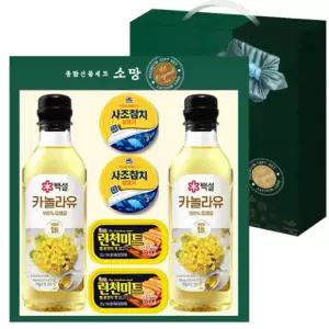 사조 백설소망6p (카놀라유2병 참치2캔 런천2캔) 명절상품 백설 카놀라유 설날선물