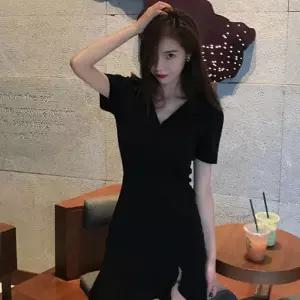 블랙 프릴 언발 트임 미니원피스 LW62BCA4 HH-B28 섹시원피스