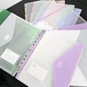 고품질 클리어화일 투명 A4 찍찍이 포켓 파일 서류 홀더 클리어화일 투명 화일홀더 3공 화일속지 WFQ9R85