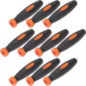 Uonlytech 10pcs 고무 그립 파일 핸들 구멍 직경 5mm 총 길이 플라스틱 이중 색상 목재 및 금속 인체공학적