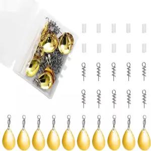 배스 낚시용 테일 스피너 블레이드 10pcs/Box 스피너베이트 볼 베어링 회전 및 웜 스푼 미끼 제작용 나사