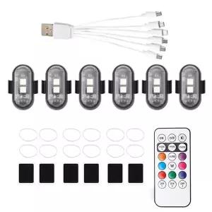 호환  경고등 표시등 6Pcs 무선 LED 스트로브 라이트 드론 헬리콥터 원격 제어 USB 충전
