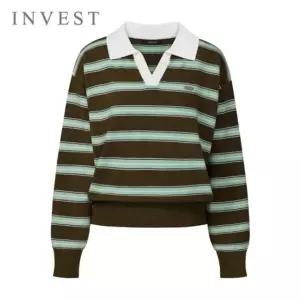 인베스트 오픈 카라 루즈핏 줄무늬 니트_IN5F1KT2061
