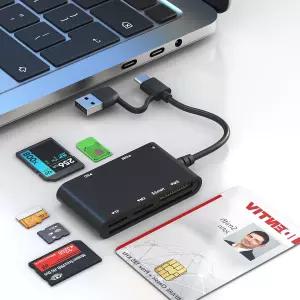 PIV 카드 리더기 USB C/A SIM 및 CAC 군용 7in2 스마트 어댑터 CAC/SD/TF/메모리 스틱 프로