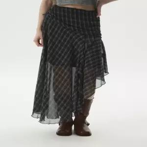 [AK수원점] [후아유] 여성 Asymmetric Check Skirt WHWHG4991F