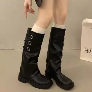 겨울 여성화 부티 부츠 롱구두 로우힐 봄신발 통굽 봄구두