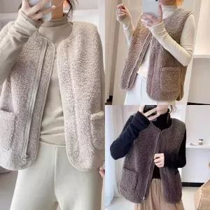 양털뉴지퍼조끼 뽀글이 보온 겨울 방한여성 레이어드 뽀이 퍼조끼 뽀이베스트 베스트