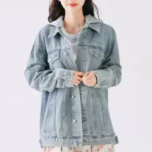 봄가을 후드청자켓 여성 루즈핏 데님후드 청후드