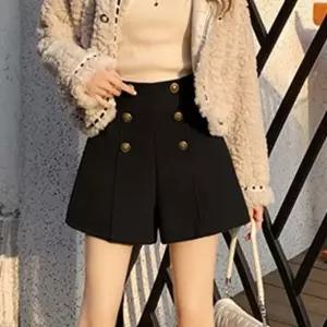반팬츠 정장 바지 짧은 뒷지퍼 모직팬츠 회사룩 여자