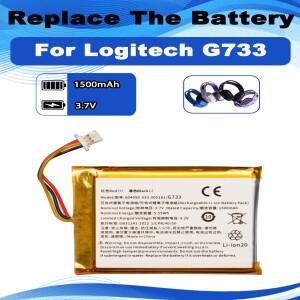 로지텍 G733 라이트스피드 무선 게임 헤드셋 헤드폰용 3.7V 1500mAh 교체 배터리 604050 533-000181