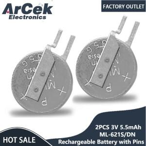 파나소닉 호환용 충전식 RTC 배터리, 핀 플러그 카메라 컴퓨터, 3V, 5.5mAh, ML621, DN, 2 개