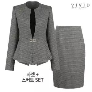 [비비드 시크릿가너]VIVID SET 여성 모던 노카라 정장자켓+H스커트 세트