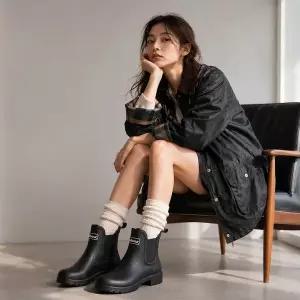 [바버] 레인부츠 숏 윌튼 웰링턴 남성 여성 첼시 레인부츠 장화 블랙 LRF0066BK11