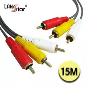 RCA 케이블 3RCA M M 15M(40)/연결/오디오/3선/스테레오/연장/젠더/연장선/비디오/RCA선/스테레오선/플러그