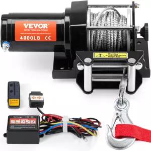 VEVOR 전기 윈치 4000파운드 라인 풀 용량 12V DC ATV /UTV 윈치(φ3 /16인치 x 39피트 7스트랜드 스틸