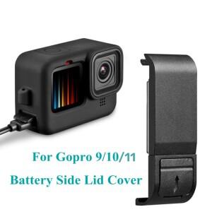 GoPro Hero 12 9용 플립 배터리 커버 검정색 탈착식 뚜껑 도어 Type-C 액세서리용 충전 포트 측면 케이스